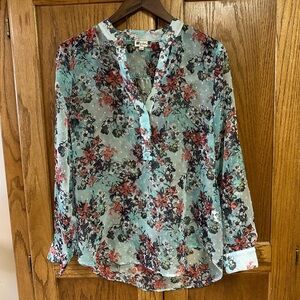 Kut From The Kloth Episkey Henley Chiffon Blouse Small